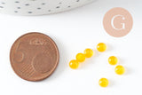 Cabochon rond jade naturel jaune vif 4mm, x1 (G9955)