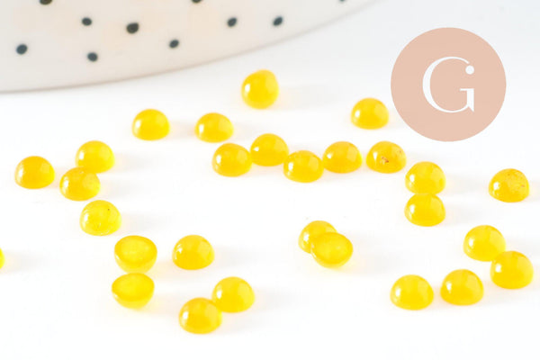 Cabochon rond jade naturel jaune vif 4mm, x1 (G9955)