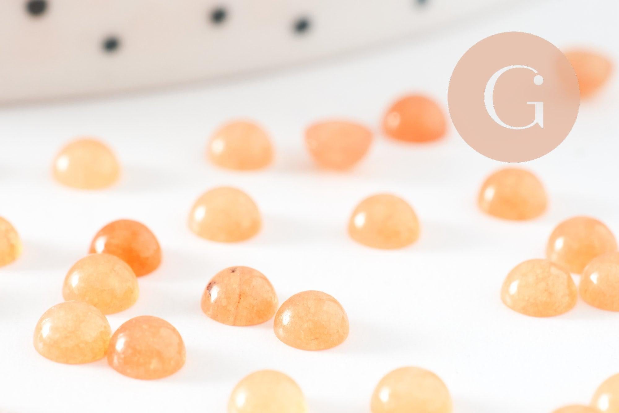 Cabochon rond jade naturel orange 4mm, x1 (G9954)