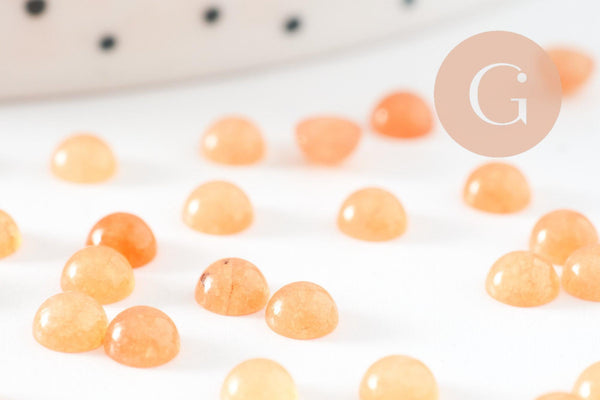 Cabochon rond jade naturel orange 4mm, x1 (G9954)