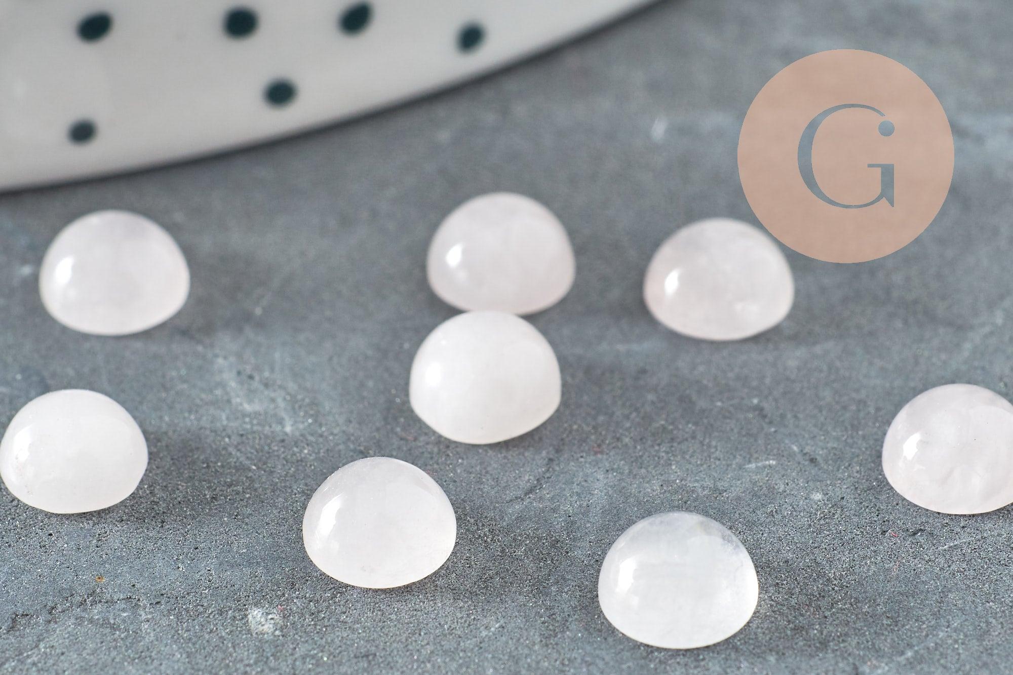 Cabochon rond jade naturel rose 6mm, x1 (G1837)