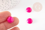 Cabochon rond jade naturel rose fuchsia 12mm, x1 (G9362)