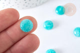 Cabochon rond jade naturel turquoise 12mm, x1 (G7573)