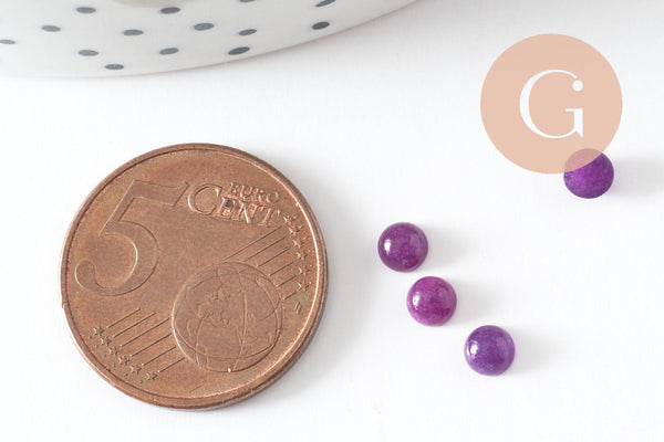 Cabochon rond jade naturel violet foncé 4mm, x1 (G9947)