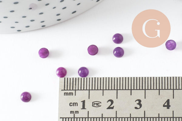 Cabochon rond jade naturel violet foncé 4mm, x1 (G9947)