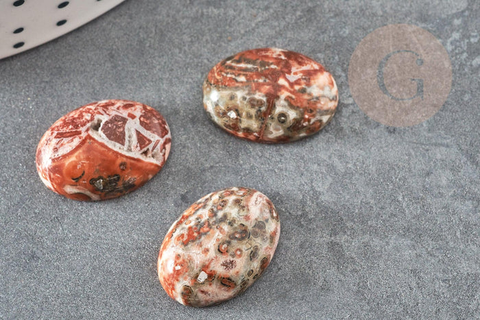 Cabochon rond jaspe léopard naturel 18x13mm, x1 (G1134)