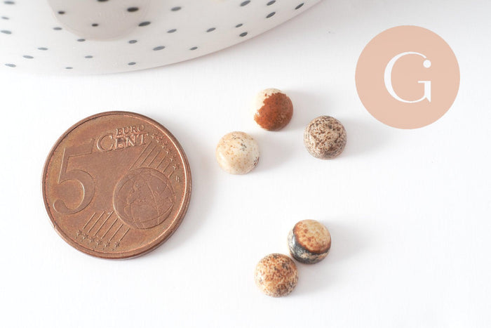 Cabochon rond jaspe paysage naturel 6mm, x1 (G10035)
