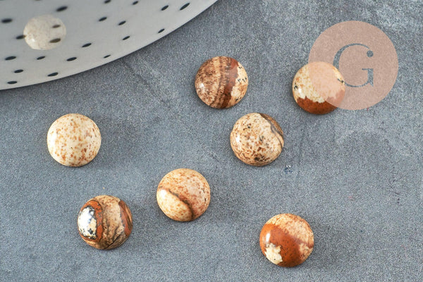 Cabochon rond jaspe paysage naturel 8mm, x1 (G0442)