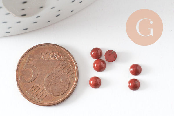Cabochon rond jaspe rouge naturel 4mm, x1 (G10036)