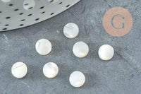 Cabochon rond nacre blanche naturelle 6-6.5mm, x1 (G2715)