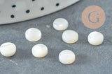 Cabochon rond nacre blanche naturelle 6-6.5mm, x1 (G2715)
