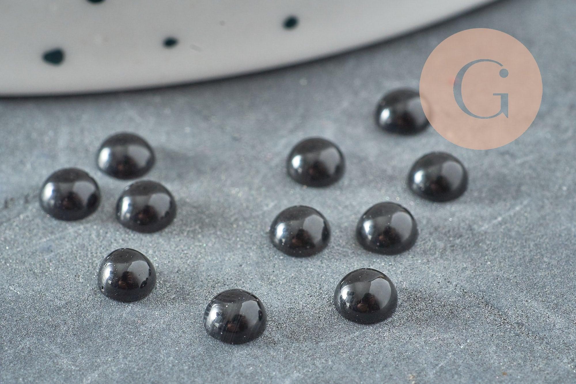 Cabochon rond obsidienne naturelle noire 4mm, x1 (G2912)