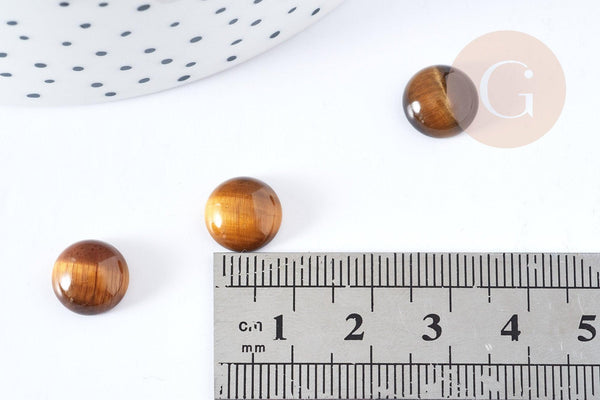 Cabochon rond oeil de tigre naturel 10mm, x1 (G8657)