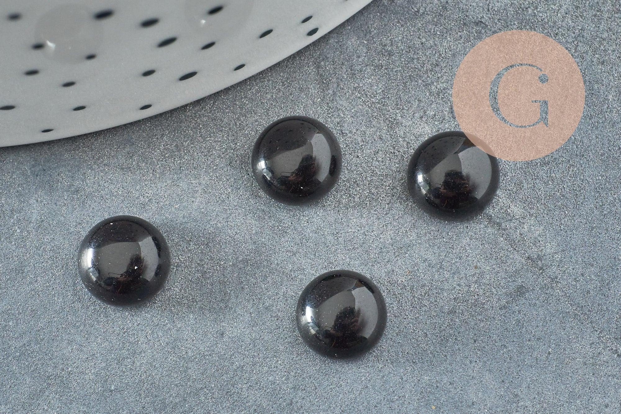 Cabochon rond onyx naturelle noire lisse 8mm, x1 G8666
