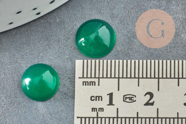 Cabochon rond onyx vert 10mm, x1 (G8676)