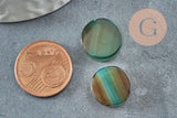 Cabochon rond onyx verte naturelle 14.5-15.5mm, x1 (G9572)