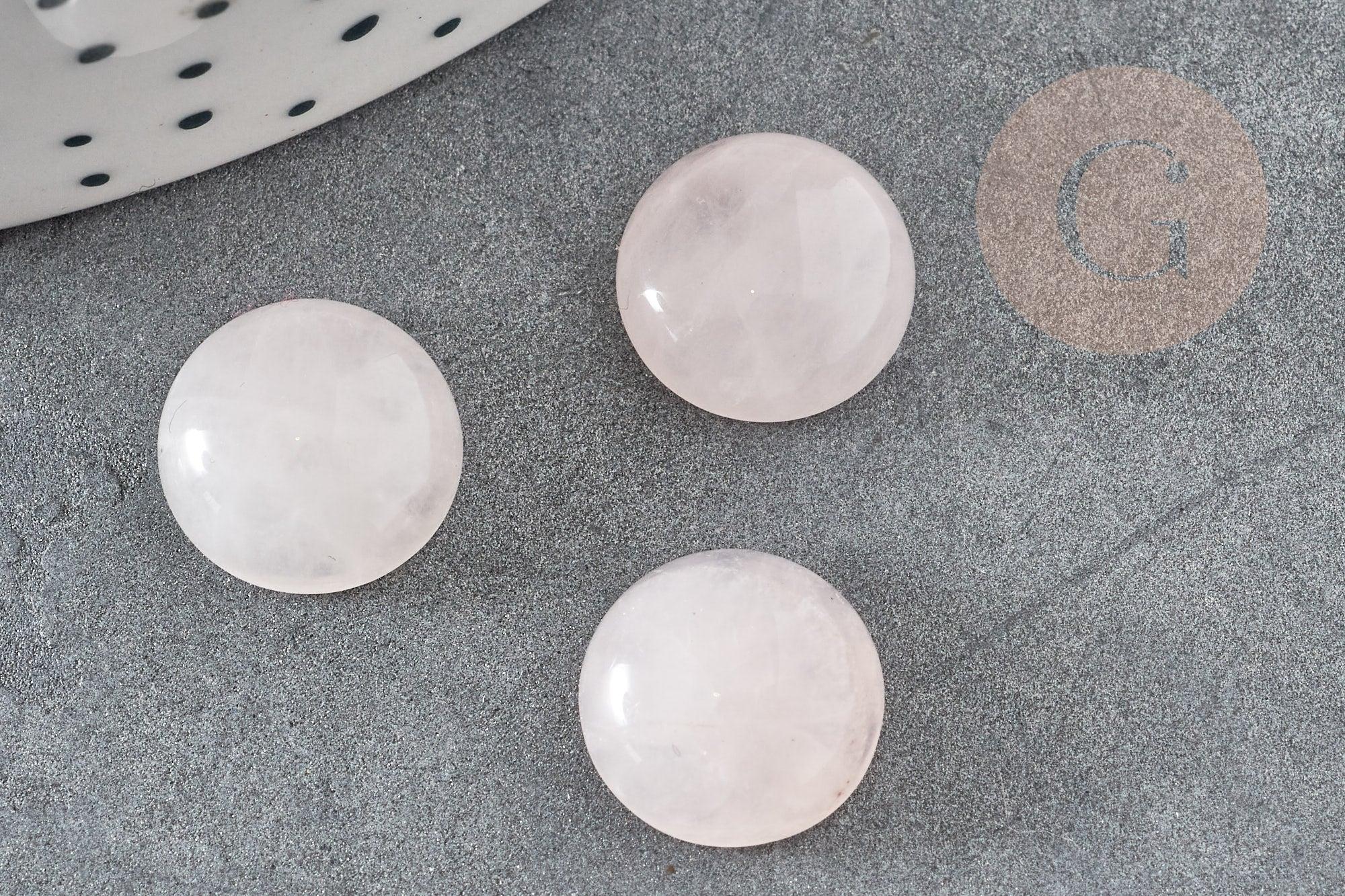 Cabochon rond quartz rose naturelle 12mm, x1 (G1777)