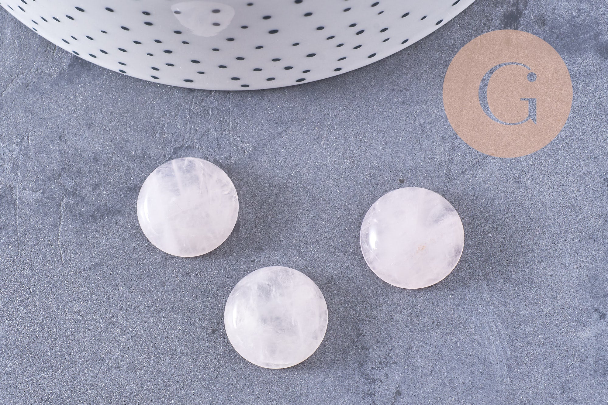 Cabochon rond quartz rose naturelle 18mm, x1 (G10721)