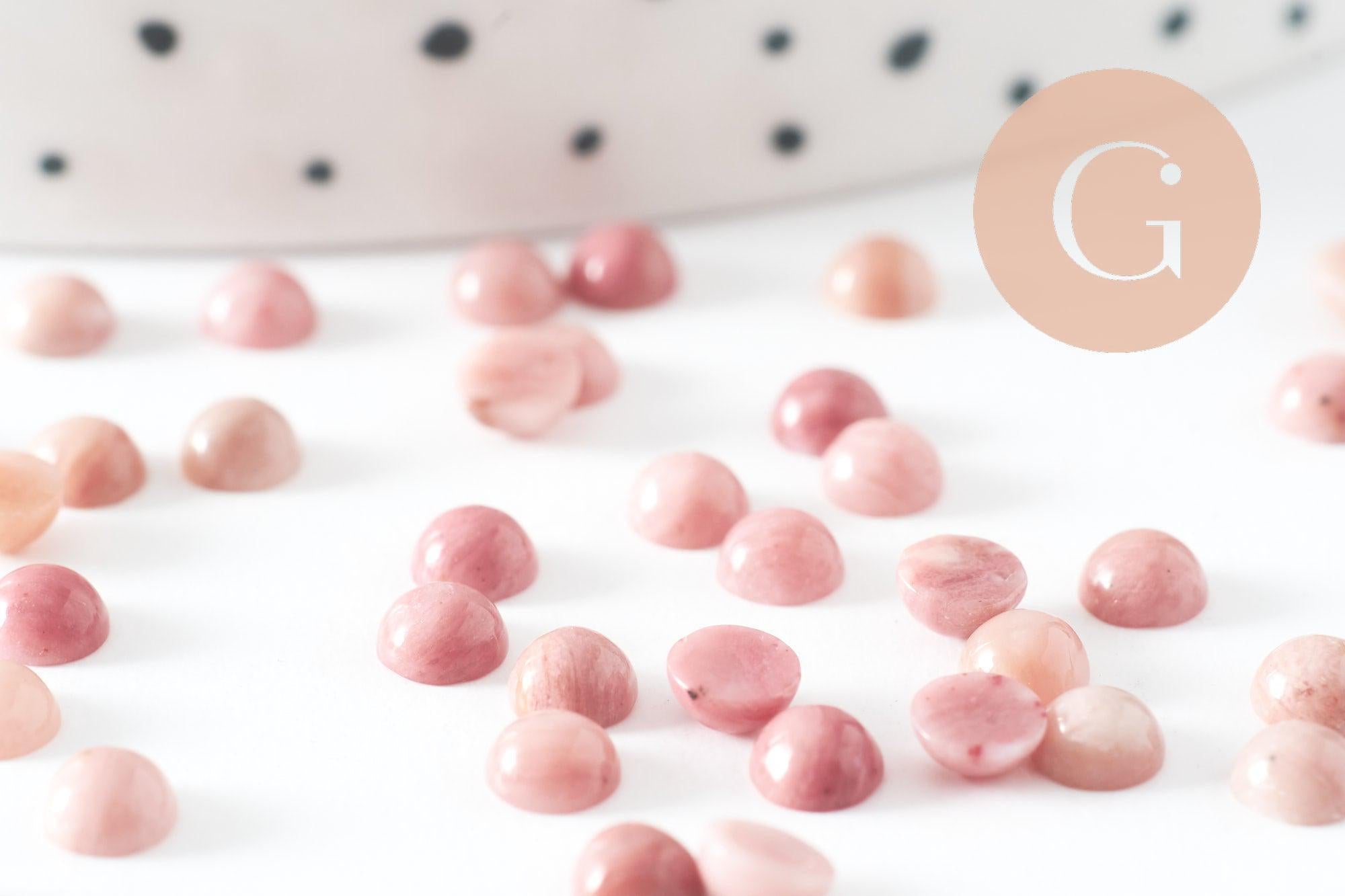 Cabochon rond rhodonite naturelle 4mm, x1 (G10038)