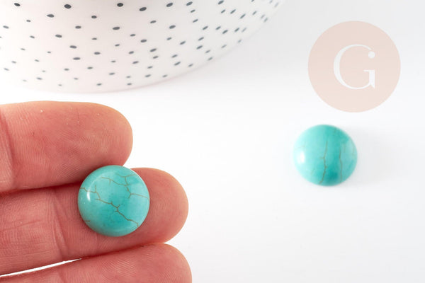 Cabochon rond turquoise naturelle 15mm, x1 (G2554)