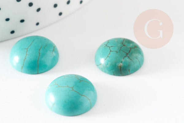 Cabochon rond turquoise naturelle 15mm, x1 (G2554)