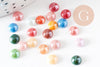 Cabochon rond verre irisé 5.5mmx3mm, x20 (G0121)