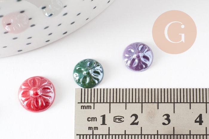 Cabochon rond verre irisé multicolore 10mm, x20 (G1807)
