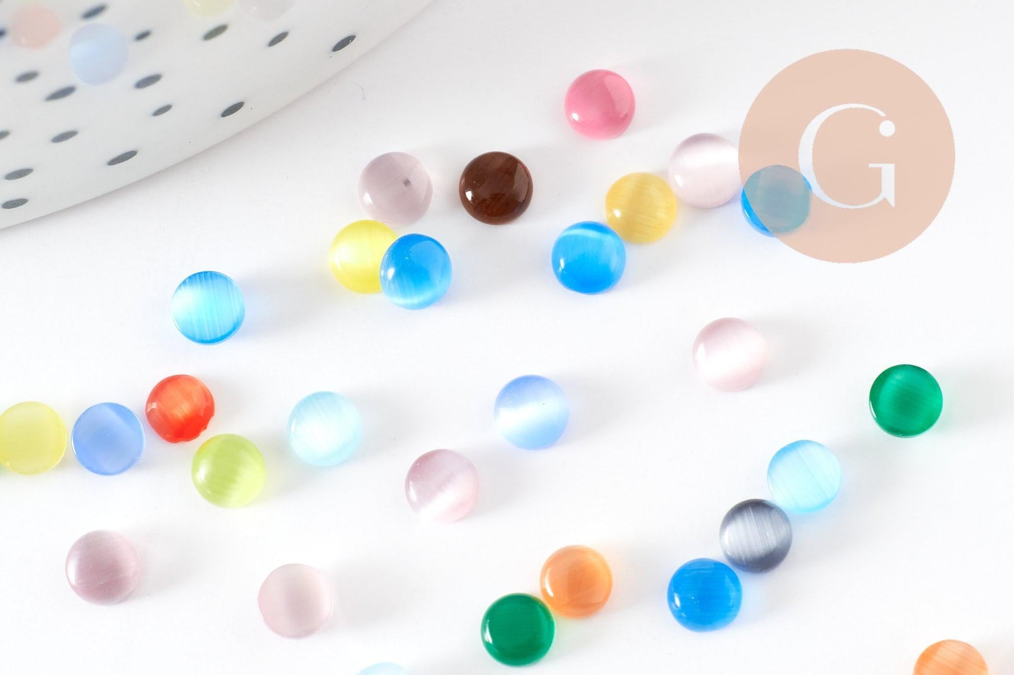 Cabochon rond verre oeil de chat rond multicolore 4mm , x20 ou x50 (G1546)