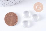 Cabochon rond verre transparent 11.5mm, x5 (G10690)