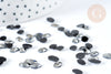 Cabochon strass plastique noir irisé ovale 6x4mm, x 5 grammes (G8339)