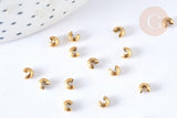Caches perles à écraser acier 304 doré 2x3mm, x5 (G7320)