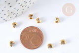 Caches perles à écraser en acier inoxydable 304 doré PVD, x5 (G7324)