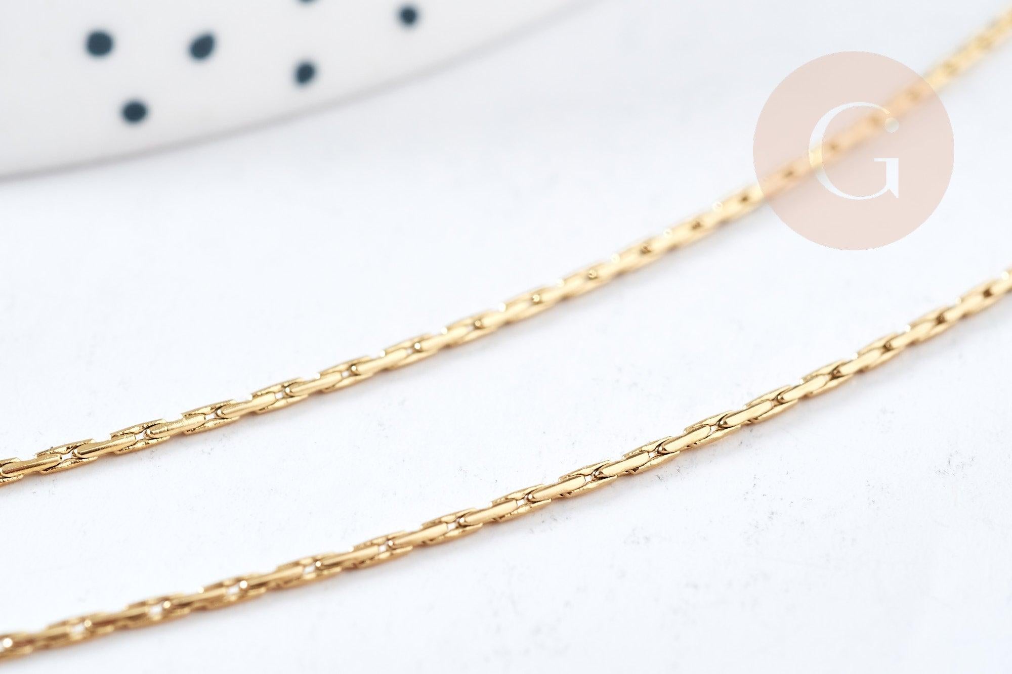 Collier Chaine Serpentine complète avec fermoir acier 304 inoxydable doré 1mm -46cm, création collier acier inoxydable, x1 G8792