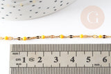 Chaine acier inoxydable 304 doré IP 14k résine jaune 2mm, x1 mètre (G3294)