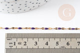 Chaine acier inoxydable doré IP 14K fantaisie résine violette 2mm, x1 mètre (G1508)