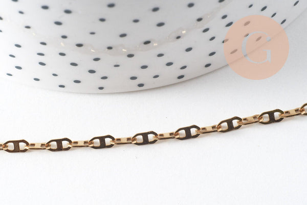 Chaine acier inoxydable doré IP 14k marine 2.8mm, x1 mètre (G1690)