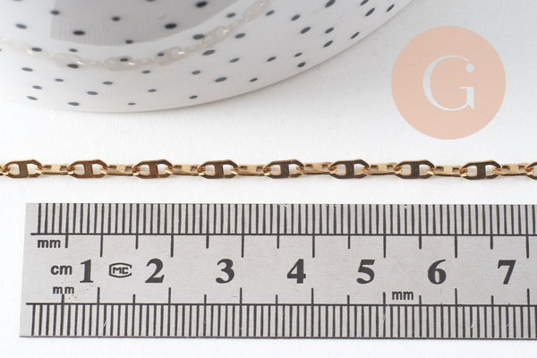Chaine acier inoxydable doré IP 14k marine 2.8mm, x1 mètre (G1690)