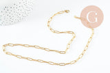 Collier Chaine avec fermoir acier 304 inoxydable doré maille rectangle 55cm,chaine collier inoxydable, chaine large,chaine complète, x1 G9407