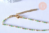 Chaine avec fermoir acier inoxydable doré perle rocaille vert artisanale, 40.7cm, x1 (G4104)