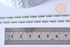 Chaine avec fermoir acier inoxydable doré perles rocaille turquoise artisanale 40.7cm, x1 (G4010)