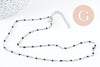 Collier Chaine avec fermoir acier inoxydable platine résine noire 2mm-40.5cm, x1 (G10010)