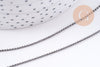 Chaine boule VINTAGE laiton gris metalgun facetté 1.2mm, x1 metre (G10587)