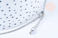 Collier Chaine boule fine laiton platine boule facettes 1.5mm/45cm,chaine collier laiton argenté chaine complète avec fermoir x1 G6202
