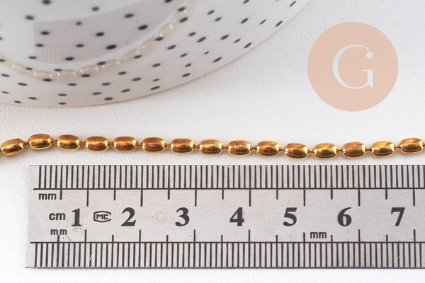 Chaine boule ovale fine laiton doré 4.6x3mm, x1 mètre (G10478)