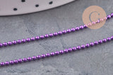 Chaine boule violette, fourniture créative, chaine bijou, création bijoux,chaine boule, chaine couleur,1.5mm, 5 mètres,G2679