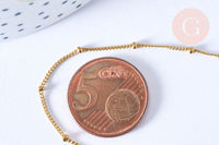 Collier chaine complète acier inoxydable 304 doré satellite 46.5cm, x1 (G6977)
