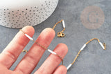 Collier Chaine complète acier inoxydable PVD/IP dorée 14k fantaisie résine blanche 2mm/45cm, chaine avec fermoir x1 G9373