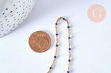 Collier Chaine complète avec fermoir acier dorée 14k fantaisie résine violette 2mm/45cm, x1 (G1385)