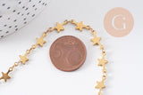 Collier Chaine complète avec fermoir acier inoxydable doré IP 14k 45cm étoile, x1 (G0430)