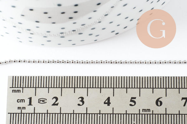 Chaine complète boule acier 304 inoxydable platine 1.5mm/46.5cm,chaine fine argentée avec fermoir création collier x1 G9591